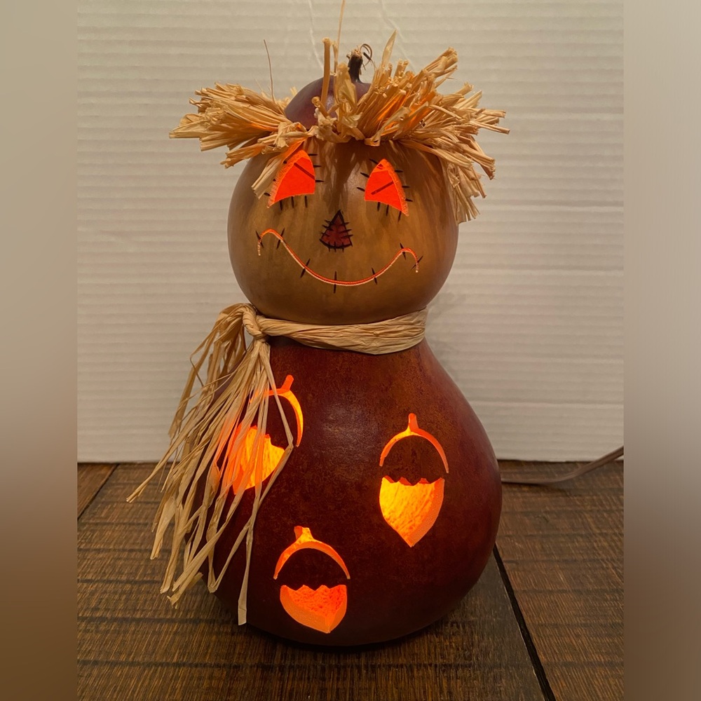 Meadowbrooke Gourds Decorative Fall Lighted 10" Scarecrow Gourd